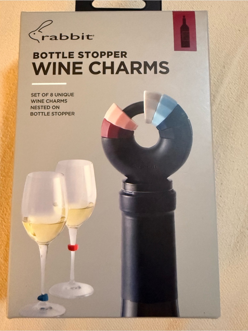 rabbit Rubber Bottle Stopper Wine Charms with 8 colors